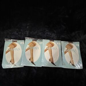4 Pair Sabra Ultra Sheer Panty Hose Size B Reinforced Panty Top Nude‎ 100% Nylon